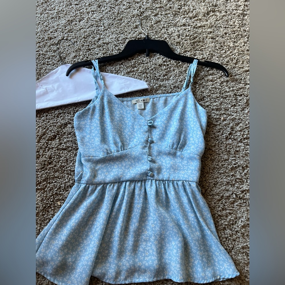 Blue Top with White Daisies